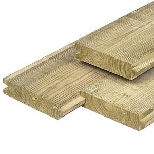 Grenen damwand 4 x 17 x 300 cm, vers, groen geïmpregneerd, geschaafd Neutraal