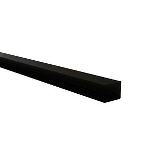 Stalen eindprofiel met structuur poedercoating t.b.v. H-gleufpaal, 3,4 x 3,7 x 200 cm, zwart RAL9005