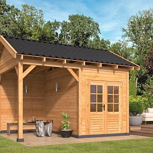 Overkapping Hamar L Type 3 Douglas gedroogd potdekselplank blank – luxe buitenverblijf met natuurlij