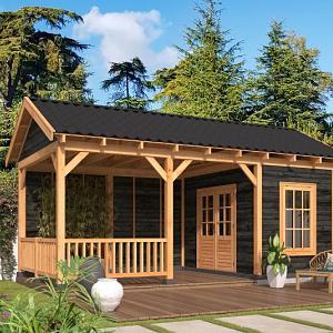 Overkapping Hamar L Type 7 Douglas gedroogd potdekselplank zwart – moderne en duurzame tuinoverkappi