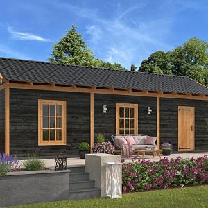 Tuinhuis Hamar XL, Type 8 Douglas Gedroogd Potdekselplank zwart