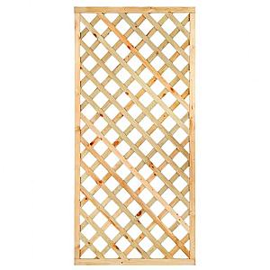 Trellis met lijst, diagonale lamellen grenen groen geïmpregneerd H180 x B90 cm, PEFC