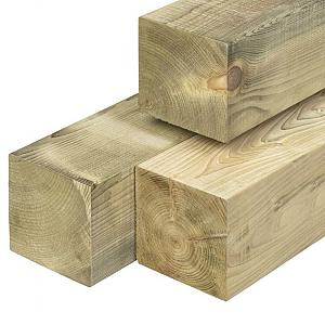 ME vuren paal 13,8 x 13,8 x 300 cm – vers groen geïmpregneerd en geschaafd, FSC