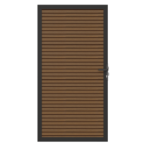 NewTechWood co-extrusie composiet deur in aluminium frame, horizontaal triple, 100 x 195 cm, Teak/zw
