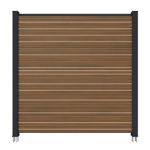 NewTechWood co-extrusie composiet scherm Triple, 180 x 180 cm, Teak/zwart.