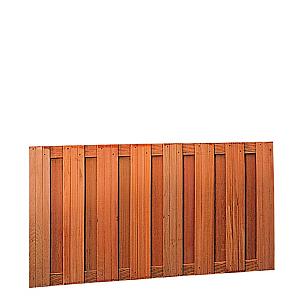 Hardhouten plankenscherm 18-planks 14 mm toog verticaal 180 x 170/180 cm.