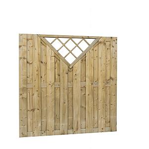 Jumboscherm geschaafd vuren 18-planks 15 mm, 180 x 180 cm, recht verticaal met trellis, groen geïmpr