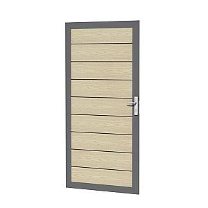 Aluminium deur met houtmotief, 90 x 183 cm, eiken.