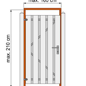Tuindeurkozijn hardhout met aanslaglat, max. 160 cm breed.