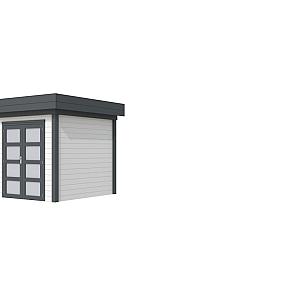 Vuren Topvision Kolibri, 250 x 250 cm, wanden wit en basis antraciet.