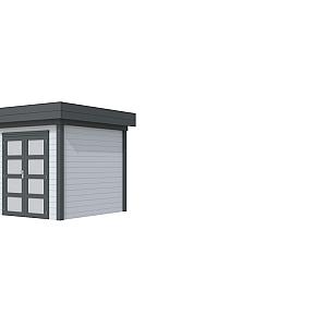 Vuren Topvision Kolibri, 250 x 250 cm, wanden lichtgrijs en basis antraciet.