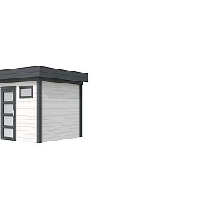 Vuren Topvision Kuifmees, 250 x 250 cm, wanden wit en basis antraciet.