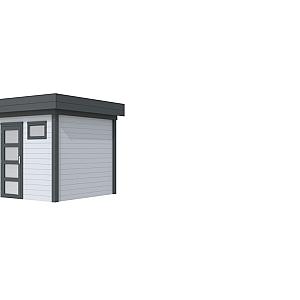 Vuren Topvision Kuifmees, 250 x 250 cm, wanden lichtgrijs en basis antraciet.