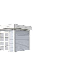 Vuren Topvision Bonte Specht, 300 x 250 cm, wanden lichtgrijs en basis wit.