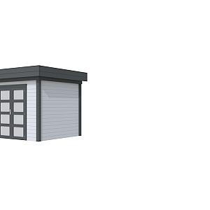 Vuren Topvision Bonte Specht, 300 x 250 cm, wanden lichtgrijs en basis antraciet.