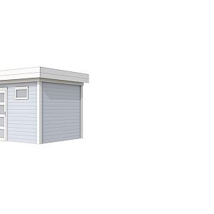 Vuren Topvision Bonte Kraai, 300 x 250 cm, wanden lichtgrijs en basis wit.