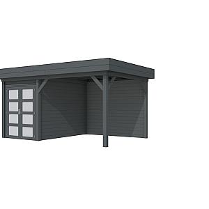 Vuren Topvision Zwaluw, 200 x 300 en luifel 300 cm, antraciet gespoten.