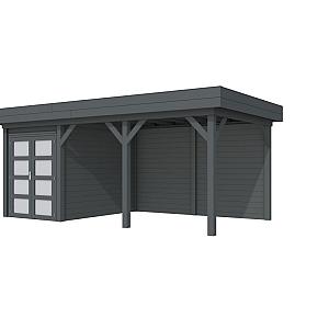 Vuren Topvision Zwaluw, 200 x 300 en luifel 400 cm, antraciet gespoten.