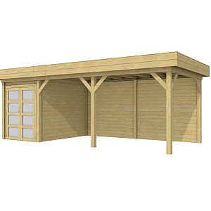 Vuren Topvision Zwaluw, 200 x 300 en luifel 500 cm, groen geïmpregneerd.