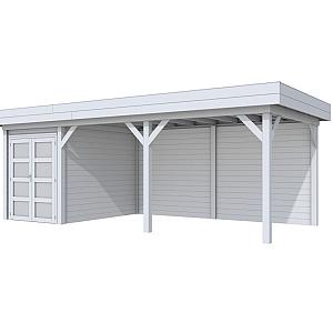 Vuren Topvision Zwaluw, 200 x 300 en luifel 500 cm, lichtgrijs gespoten.