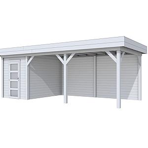 Vuren Topvision Kiekendief, 200 x 300 en luifel 500 cm, lichtgrijs gespoten.