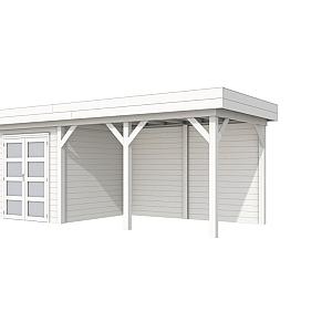 Vuren Topvision Kolibri, 250 x 250 en luifel 400 cm, wit gespoten.