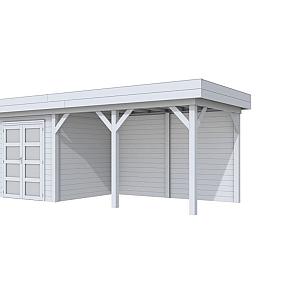 Vuren Topvision Kolibri, 250 x 250 en luifel 400 cm, lichtgrijs gespoten.