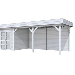 Vuren Topvision Kolibri, 250 x 250 en luifel 500 cm, lichtgrijs gespoten.