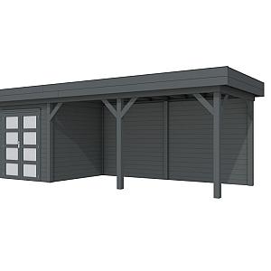 Vuren Topvision Kolibri, 250 x 250 en luifel 500 cm, antraciet gespoten.