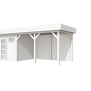 Vuren Topvision Kuifmees, 250 x 250 en luifel 400 cm, wit gespoten.