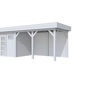 Vuren Topvision Kuifmees, 250 x 250 en luifel 400 cm, lichtgrijs gespoten.