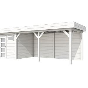 Vuren Topvision Kuifmees, 250 x 250 en luifel 500 cm, wit gespoten.