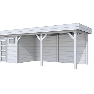 Vuren Topvision Kuifmees, 250 x 250 en luifel 500 cm, lichtgrijs gespoten.