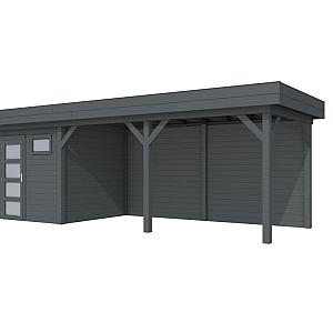 Vuren Topvision Kuifmees, 250 x 250 en luifel 500 cm, antraciet gespoten.