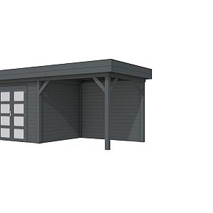 Vuren Topvision Bonte Specht, 300 x 250 en luifel 300 cm, antraciet gespoten.