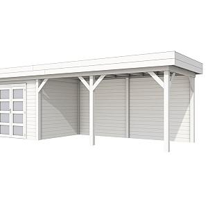 Vuren Topvision Bonte Specht, 300 x 250 en luifel 500 cm, wit gespoten.