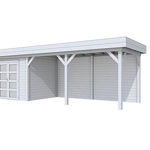 Vuren Topvision Bonte Specht, 300 x 250 en luifel 500 cm, lichtgrijs gespoten.