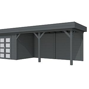 Vuren Topvision Bonte Specht, 300 x 250 en luifel 500 cm, antraciet gespoten.