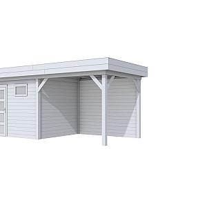 Vuren Topvision Bonte Kraai, 300 x 250 en luifel 300 cm, lichtgrijs gespoten.