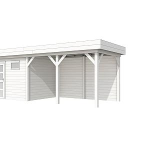 Vuren Topvision Bonte Kraai, 300 x 250 en luifel 400 cm, wit gespoten.