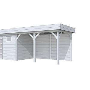 Vuren Topvision Bonte Kraai, 300 x 250 en luifel 400 cm, lichtgrijs gespoten.