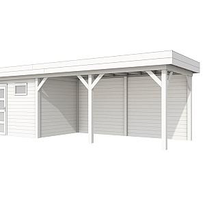 Vuren Topvision Bonte Kraai, 300 x 250 en luifel 500 cm, wit gespoten.