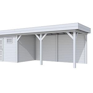 Vuren Topvision Bonte Kraai, 300 x 250 en luifel 500 cm, lichtgrijs gespoten.