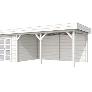 Vuren Topvision Bosuil, 300 x 300 en luifel 500 cm, wit gespoten.