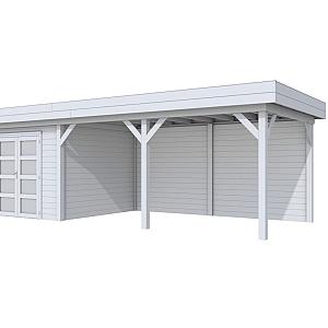 Vuren Topvision Bosuil, 300 x 300 en luifel 500 cm, lichtgrijs gespoten.