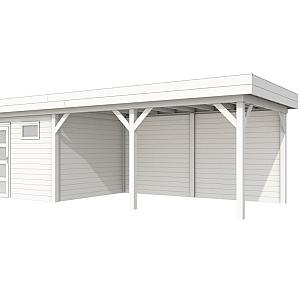 Vuren Topvision Tapuit, 300 x 300 en luifel 500 cm, wit gespoten.