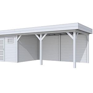 Vuren Topvision Kievit, 400 x 300 en luifel 500 cm, lichtgrijs gespoten.