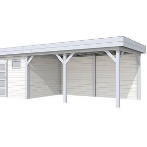 Vuren Topvision Kievit, 400 x 300 en luifel 500 cm, wanden wit en basis lichtgrijs.