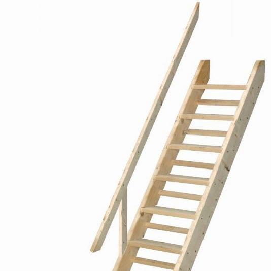 Trap met leuning 185 x 53 cm (HxB), groen geïmpregneerd.