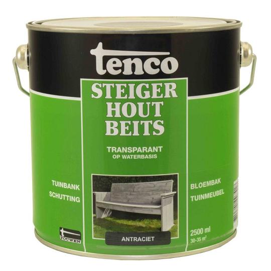 Tenco steigerhoutbeits transparant zijdeglans antraciet 2.5 l.